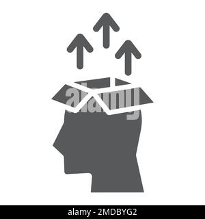 Knowledge Extraction glyph icon, data and analytics, human head box sign, vector graphics, a solid pattern on a white background, eps 10. Stock Vector