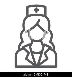 Nurse line icon, medicine and clinical, woman sign, vector graphics, a linear pattern on a white background, eps 10. Stock Vector