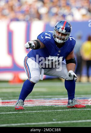 New York Giants guard Will Hernandez (71) in coverage during an NFL  football game against the Philadelphia Eagles, Sunday, Nov. 28, 2021, in  East Rutherford, N.J. The New York Giants defeated the