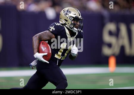 New Orleans Saints wide receiver Chris Olave (12) during an NFL football  game against the Carolina Panthers, Sunday, Jan. 8, 2023, in New Orleans.  (AP Photo/Tyler Kaufman Stock Photo - Alamy