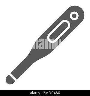 Digital thermometer glyph icon, medical and health, medical thermometer sign, vector graphics, a solid pattern on a white background, eps 10. Stock Vector
