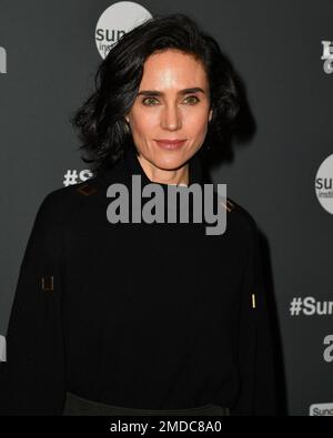 Park City, USA. 21st Jan, 2023. Jennifer Connelly, Louis Vuitton Bag  Detail, attends the 2023 Sundance Film Festival Bad Behaviour Premiere at  Ray Theatre on January 21, 2023 in Park City, Utah.