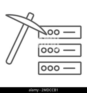 Data mining thin line icon, data and analytics, mining pick sign, vector graphics, a linear pattern on a white background, eps 10. Stock Vector