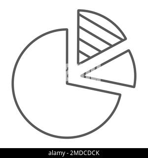 Pie Chart thin line icon, data and analytics, statistics sign, vector graphics, a linear pattern on a white background, eps 10. Stock Vector
