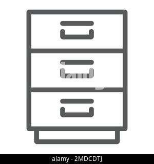 Filling cabinet line icon, office and organize, file sign, vector graphics, a linear pattern on a white background, eps 10. Stock Vector