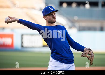 Los Angeles Dodgers second basemen Trea Turner bats during an MLB National  League Wild Card game against the St. Louis Cardinals, Wednesday, October 6  Stock Photo - Alamy