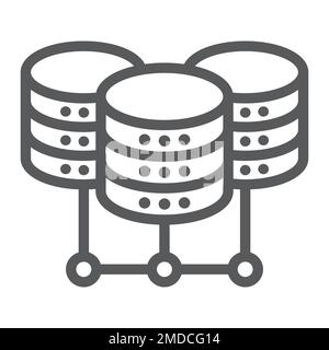Data Center line icon, data and analytics, network hosting sign, vector graphics, a linear pattern on a white background, eps 10. Stock Vector