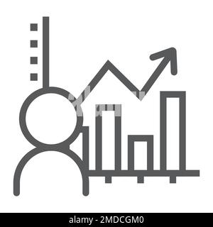 User analysis line icon, data and analytics, graph sign, vector graphics, a linear pattern on a white background, eps 10. Stock Vector