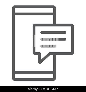 Sms line icon, smartphone and message, contact sign, vector graphics, a linear pattern on a white background, eps 10. Stock Vector