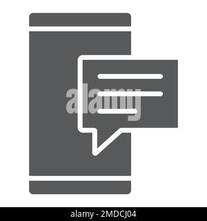 Sms glyph icon, smartphone and message, contact sign, vector graphics, a solid pattern on a white background, eps 10. Stock Vector
