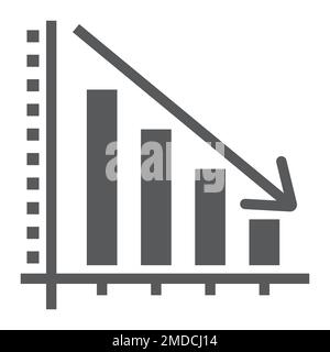 Decrease glyph icon, reduction and analytics, chart sign, vector graphics, a solid pattern on a white background, eps 10. Stock Vector