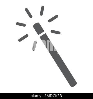 Magic wand glyph icon, tools and design, wand sign, vector graphics, a solid pattern on a white background, eps 10. Stock Vector