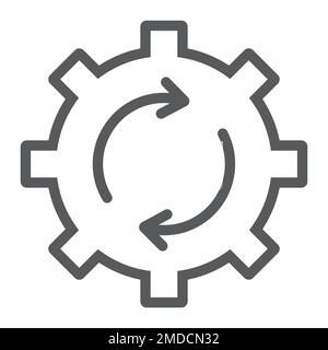 System update line icon, data and analytics, cog gear rotation sign, vector graphics, a linear pattern on a white background, eps 10. Stock Vector