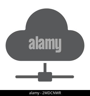 Cloud computing glyph icon, data and analytics, network sign, vector graphics, a solid pattern on a white background, eps 10. Stock Vector