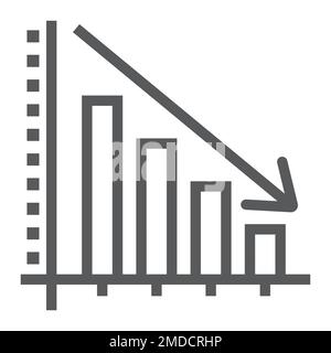 Decrease line icon, reduction and analytics, chart sign, vector graphics, a linear pattern on a white background, eps 10. Stock Vector