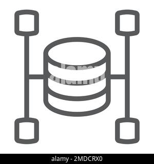 Data warehouse line icon, data and analytics, database sign, vector graphics, a linear pattern on a white background, eps 10. Stock Vector