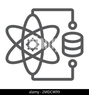 Data science line icon, data and analytics, atom sign, vector graphics, a linear pattern on a white background, eps 10. Stock Vector