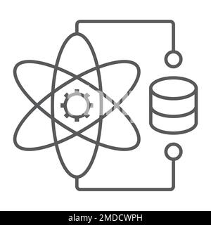 Data science thin line icon, data and analytics, atom sign, vector graphics, a linear pattern on a white background, eps 10. Stock Vector