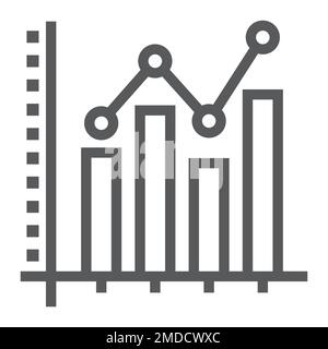 Bar Graph line icon, growth and chart, histogram sign, vector graphics, a linear pattern on a white background, eps 10. Stock Vector