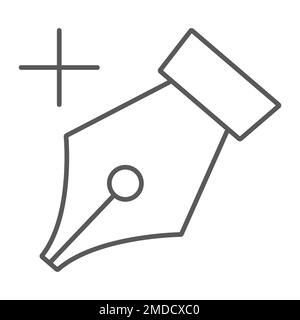 Add anchor thin line icon, tools and design, pen sign, vector graphics, a linear pattern on a white background, eps 10. Stock Vector