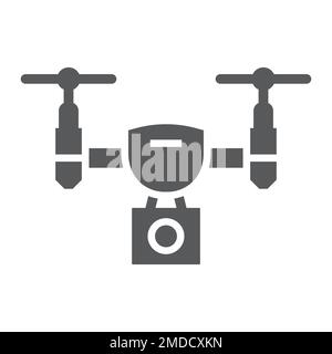 Drone glyph icon, electronic and device, quadcopter sign, vector graphics, a solid pattern on a white background, eps 10. Stock Vector