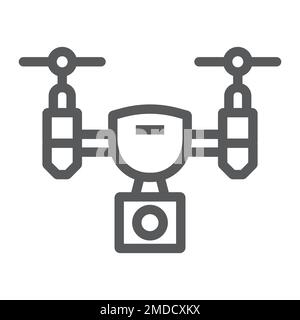 Drone line icon, electronic and device, quadcopter sign, vector graphics, a linear pattern on a white background, eps 10. Stock Vector
