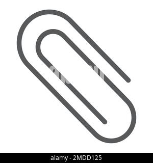 Clip line icon, office and work, paperclip sign, vector graphics, a linear pattern on a white background, eps 10. Stock Vector