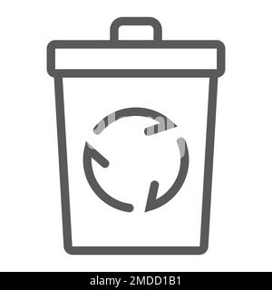 Recycle bin line icon, ecology and energy, trash sign, vector graphics, a linear pattern on a white background, eps 10. Stock Vector