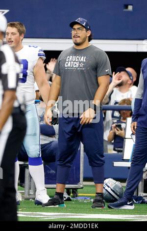 Dallas Cowboys offensive tackle Isaac Alarcon stands on the field during  the NFL football team's training camp Monday, July 31, 2023, in Oxnard,  Calif. (AP Photo/Mark J. Terrill Stock Photo - Alamy