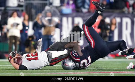 Miami Dolphins defensive tackle Davon Godchaux (56) reacts after sacking New  England Patriots quarterback Tom Brady, during the first half of an NFL  football game, Sunday, Dec. 9, 2018, in Miami Gardens