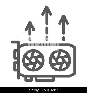 Gpu mining line icon, money and finance, video card sign, vector graphics, a linear pattern on a white background, eps 10. Stock Vector