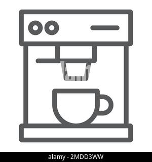 Coffee maker line icon, drink and espresso, cup sign, vector graphics, a linear pattern on a white background, eps 10. Stock Vector