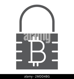 Bitcoin encryption glyph icon, money and finance, cryptocurrency sign, vector graphics, a solid pattern on a white background, eps 10. Stock Vector