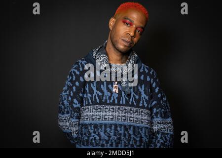 Kid Cudi poses for photographers prior to the Givenchy Spring-Summer 2022  ready-to-wear fashion show presented in Paris, Sunday, Oct. 3, 2021. (Photo  by Vianney Le Caer/Invision/AP Stock Photo - Alamy
