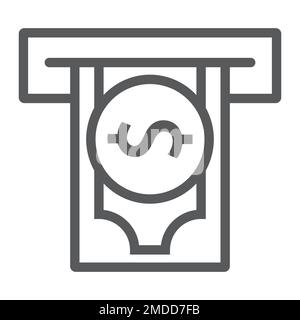 Insert money line icon, finance and banking, payment sign, vector graphics, a linear pattern on a white background, eps 10. Stock Vector