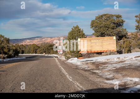 Navajo National Monument preserves ancient cliff dwelling structures of the ancient Pueblo people in northern Arizona, USA. Stock Photo