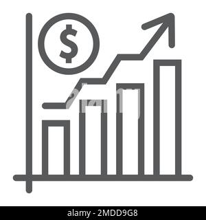 Growth rate line icon, finance and banking, market growth sign, vector graphics, a linear pattern on a white background, eps 10. Stock Vector