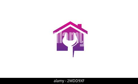 Creative House Wrench Spanner Logo Vector Design Icon Symbol Stock Vector