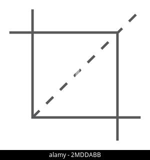Crop tool thin line icon, tools and design, cut sign, vector graphics, a linear pattern on a white background, eps 10. Stock Vector