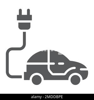 Electric car glyph icon, ecology car and energy, sustainable transport sign, vector graphics, a solid pattern on a white background, eps 10. Stock Vector