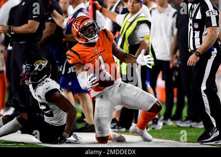 East Rutherford, New Jersey, USA. 25th Sep, 2022. New York Jets cornerback Sauce  Gardner (1) reacts after breaking up a pass intended for Cincinnati Bengals  wide receiver Ja'Marr Chase (1) (not pictured)