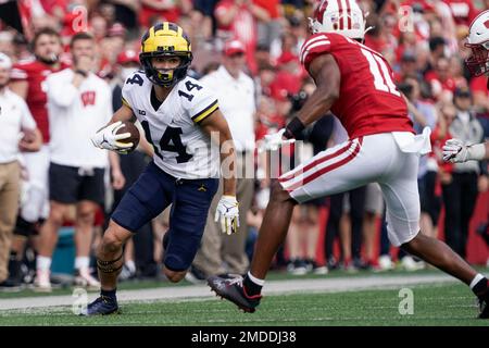 Michigan s Roman Wilson tries to get past Wisconsin s Alexander