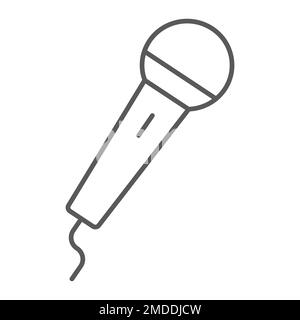 Microphone thin line icon, electronic and device, mic sign, vector graphics, a linear pattern on a white background, eps 10. Stock Vector