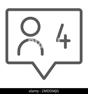 Comment line icon, dialog and talk, four message sign, vector graphics, a linear pattern on a white background, eps 10. Stock Vector