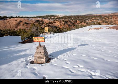 Navajo National Monument preserves ancient cliff dwelling structures of the ancient Pueblo people in northern Arizona, USA. Stock Photo