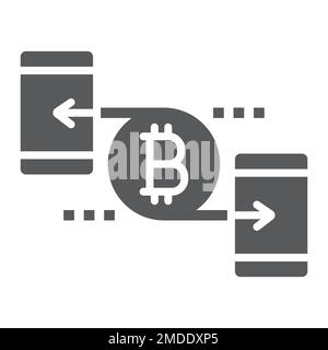 Peer to peer glyph icon, money and finance, bitcoin sign, vector graphics, a solid pattern on a white background, eps 10. Stock Vector