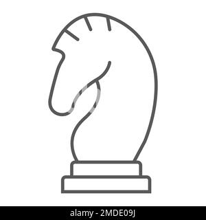 Chess thin line icon, game and sport, horse chess figure sign, vector graphics, a linear pattern on a white background, eps 10. Stock Vector