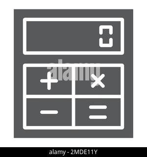 Online calculator glyph icon, finance and banking, calculator sign, vector graphics, a solid pattern on a white background, eps 10. Stock Vector