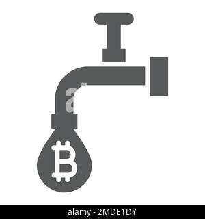 Coin faucet glyph icon, finance and money, tap with coins sign, vector graphics, a solid pattern on a white background, eps 10. Stock Vector