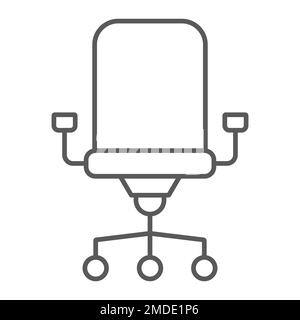 Office chair thin line icon, office and work, chair sign, vector graphics, a linear pattern on a white background, eps 10. Stock Vector